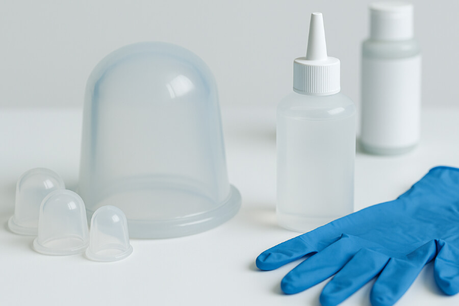 Silikone-cups og udstyr til kosmetisk cupping – redskaber til ansigtsløft og glød